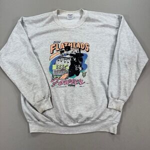 Vintage Ford Flatheads Forever Sweatshirt Men's XL Gray Graphic Print Crewneck